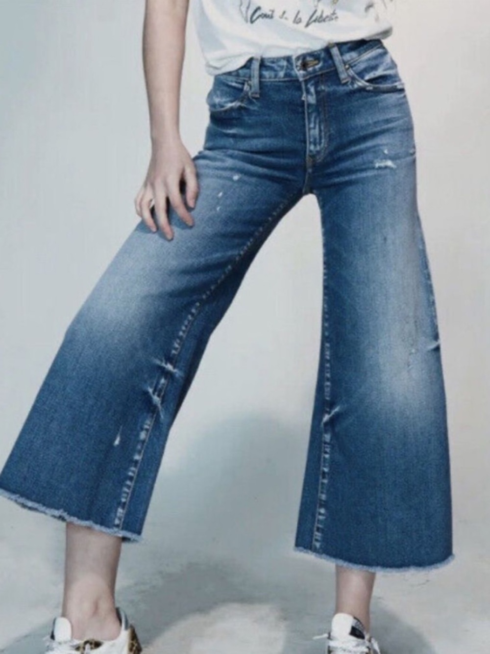 New Cout De‎ La Liberte Wide Leg Crop Jeans in Quinn Blue Size 26